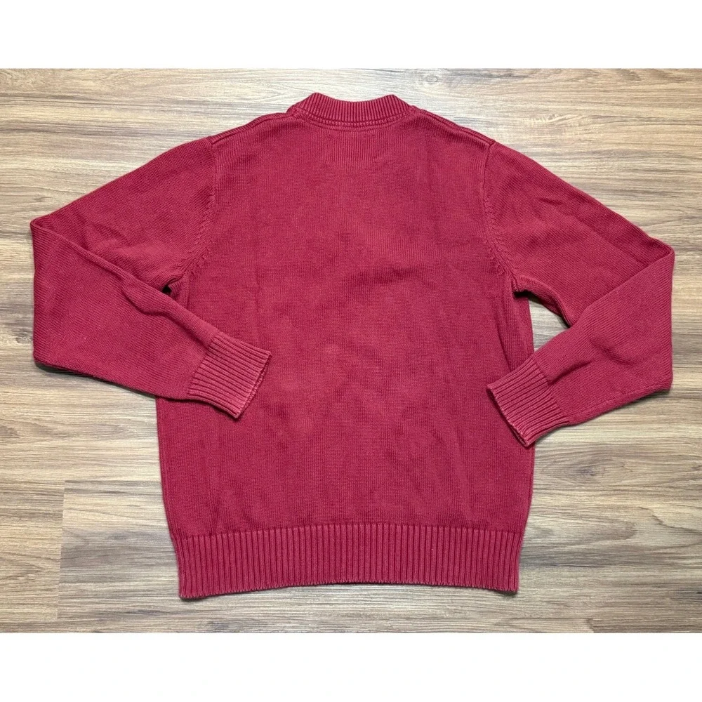 VTG Eddie Bauer Mens Red 100% Cotton Chunky Henley Knit Pullover Sweater Size M